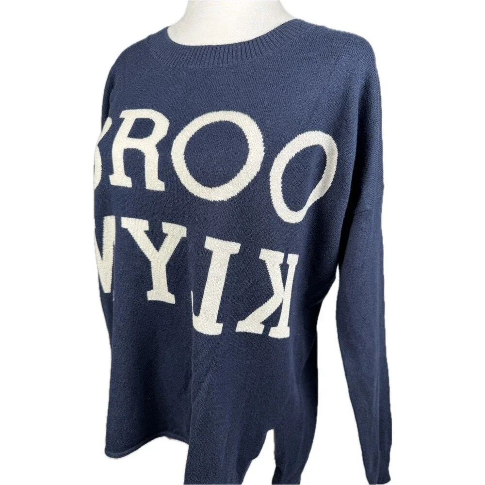 EUC Central Park West 'Brooklyn' Blue Crew Neck Oversized Sweater Tunic Sz S